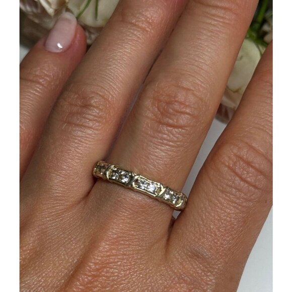 925 STERLING SILVER GOLD PLATED CZ RING SIZE 9 - Picture 5 of 9